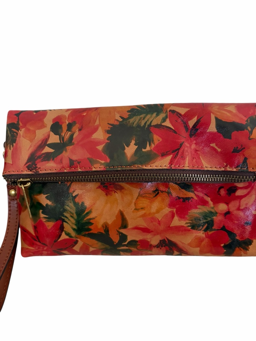 Patricia Nash Valerie leather fold-over clutch wristlet, vibrant Spring Floral